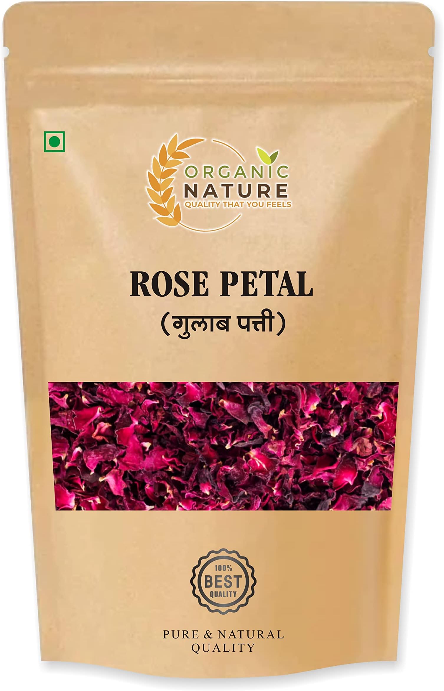 ORGANIC NATURE Pure Edible Sun Dried Rose Petals face Body Hair Herbal Tea (pack of 50 gram)