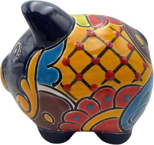 Miniatura 3 de Talavera Hucha de dinero hecha a mano, pintada a mano, multicolor, cerámica mexicana, arte popular para decoración del hogar, 6.25 pulgadas (Multi 2)