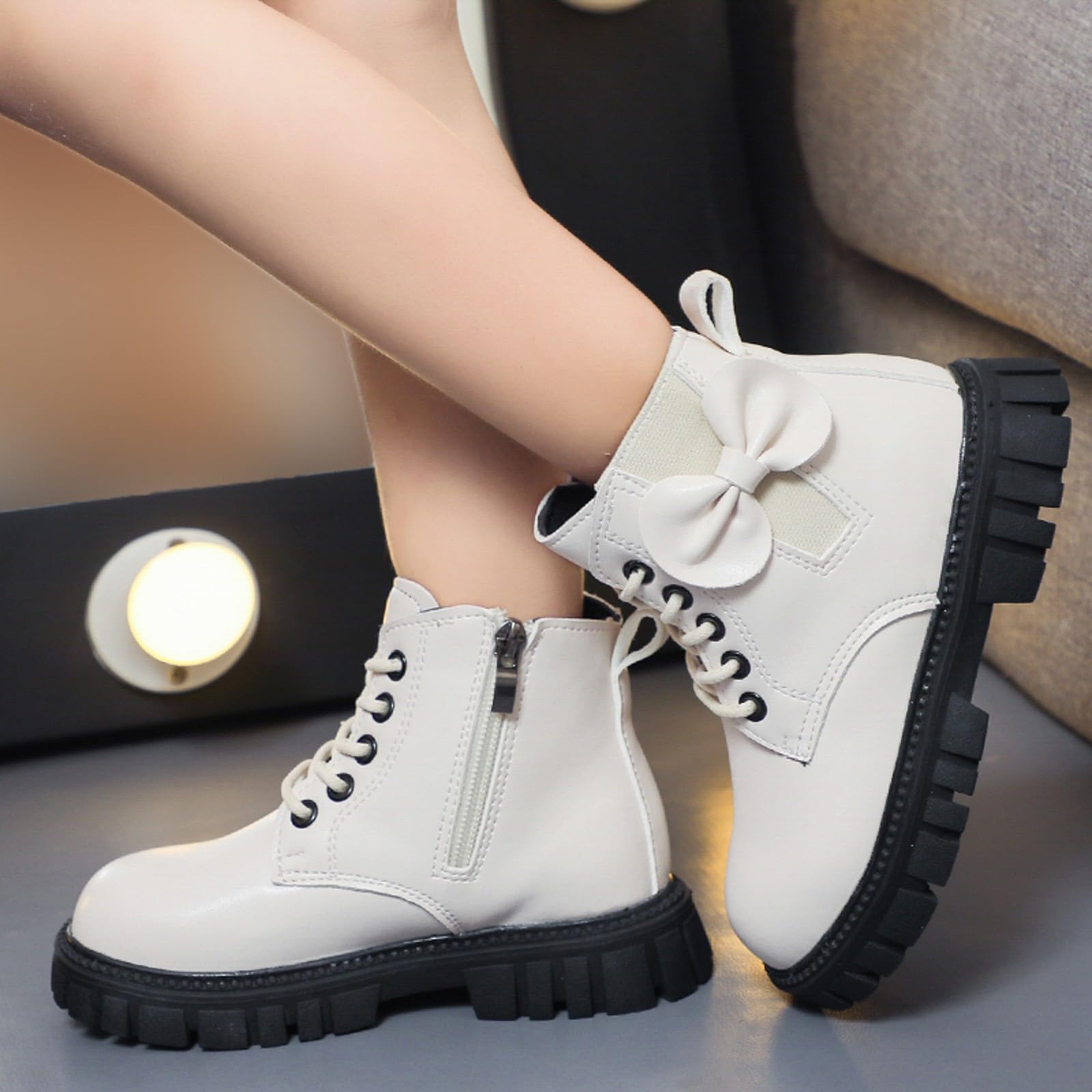 Generisch Bottines pour enfants avec talon épais et semelle souple confortable, bottes décontractées