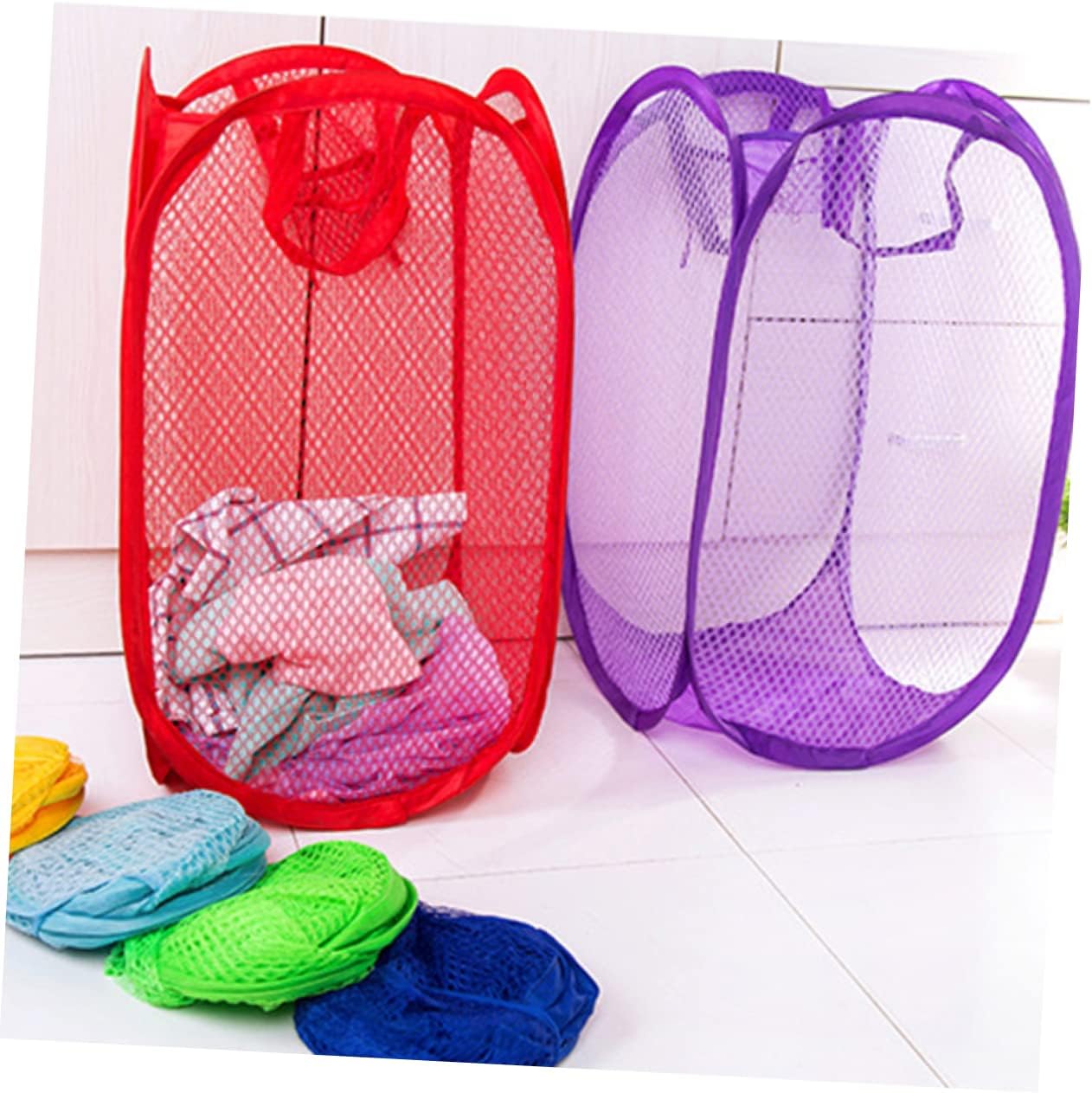 TIDTALEO Collapsible Laundry Basket, Foldable, Portable, Sturdy, Steel, Nylon, Plastic, As Shown