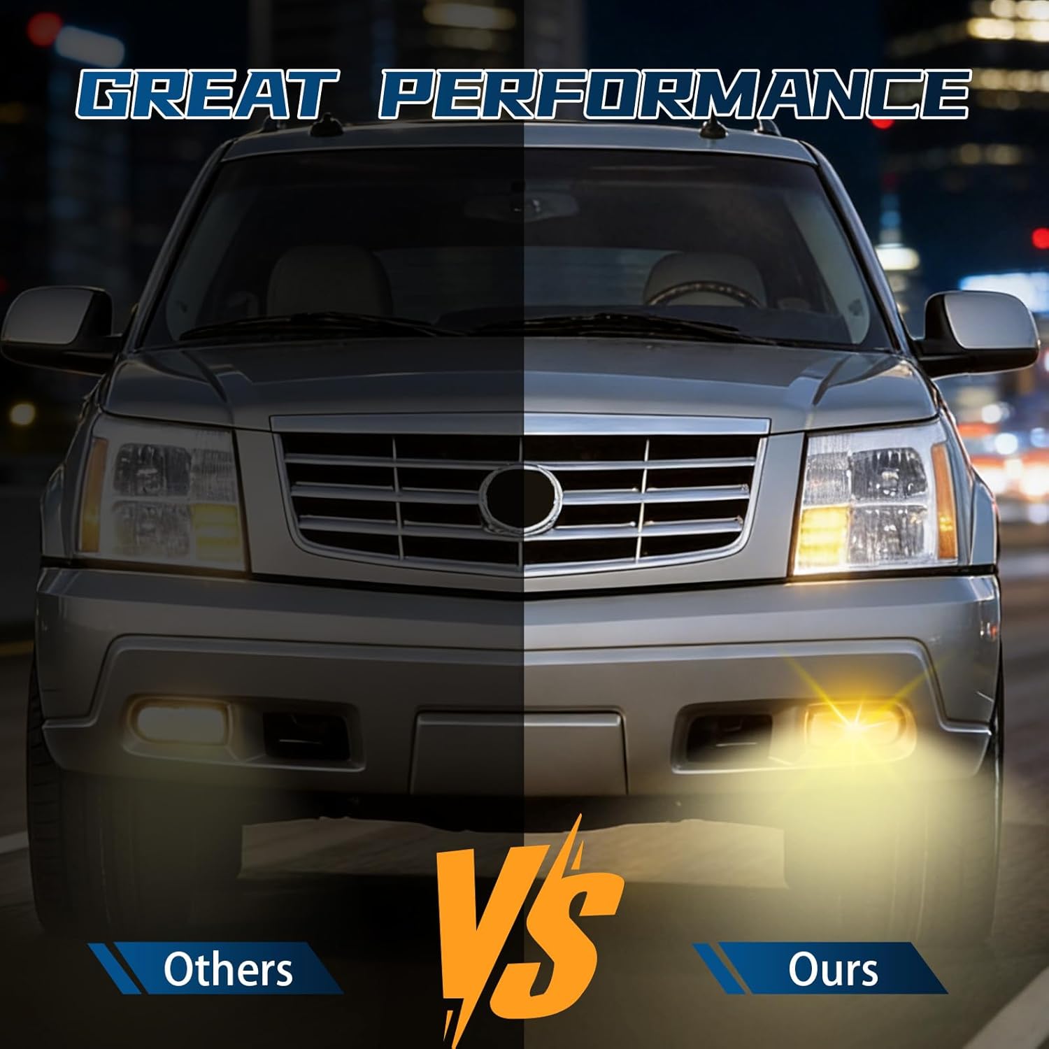 LED Fog Lights Compatible with 2002 2003 2004 2005 2006 Cadillac Escalade/EXT, Escalade ESV, Front Bumper Driving Fog Lamps- Yellow lens
