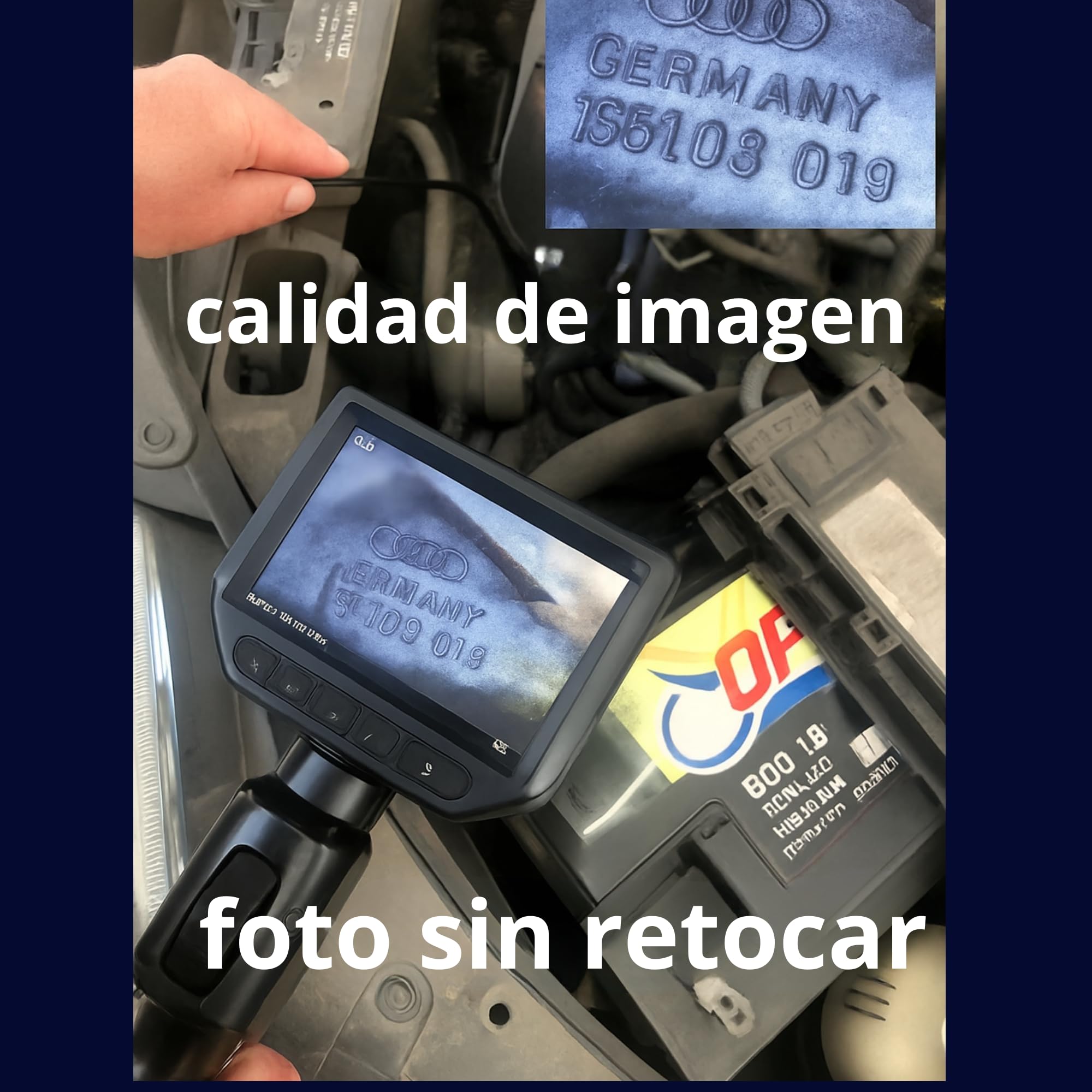 Valuefind Camara endoscopica Profesional Cabezal orientable a 360º endoscopio para inspeccion de tuberias/canalisacion mecanicos/fontaneros Cable de 1 m autofocus + lampara Frontal Manos Libres