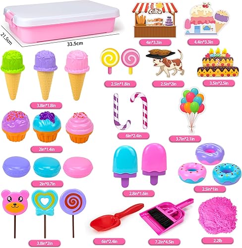 Miniatura 9 de Hymaz Kit de juego de arena de juguete de dinosaurio para niños de 3, 4, 5, 6, 7 años, regalos de Navidad, caja de arena sensorial 48P contiene