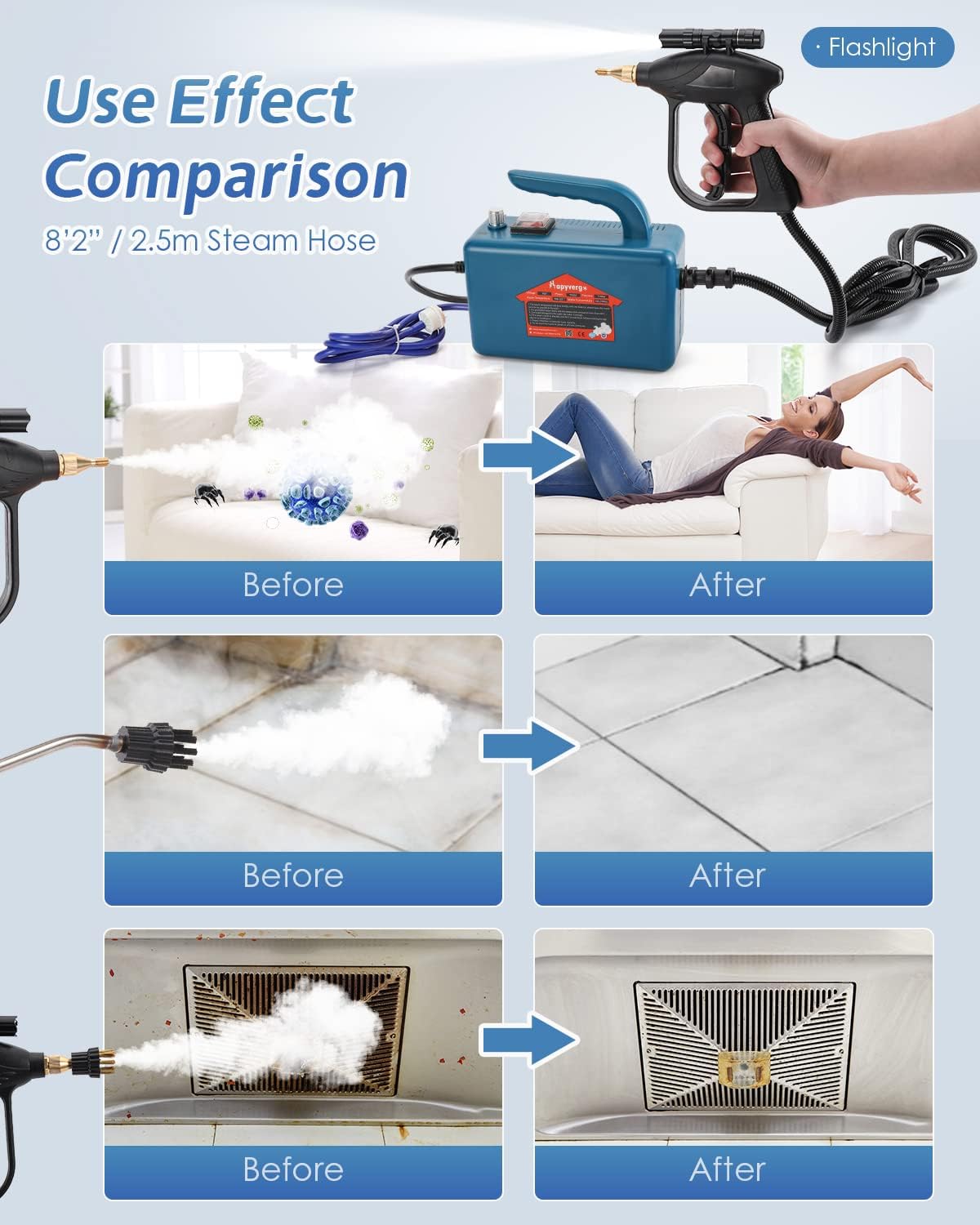 High Pressure Steam Cleaner - 1700W Handheld Steamer for Cleaning Grout Tile, Hand Held Portable Steam Pressure Washer for Car Auto 110V - Image 4