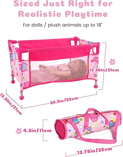 Miniatura 2 de BABESIDE Cuna de muñeca de bebé para muñecas Reborn de 18 pulgadas, cama de muñeca de bebé con bolsa de almacenamiento, accesorios para muñecas
