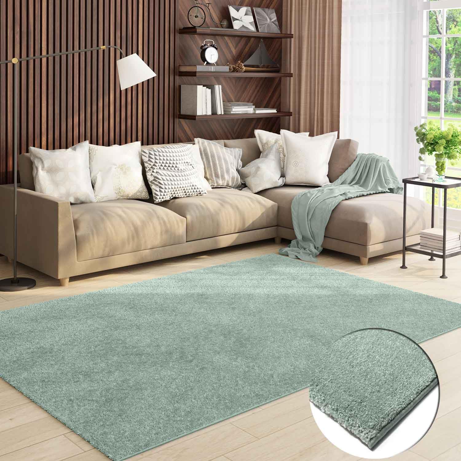 VIMODA Teppich Wohnzimmer Kurzflor Einfarbig Für Schlafzimmer