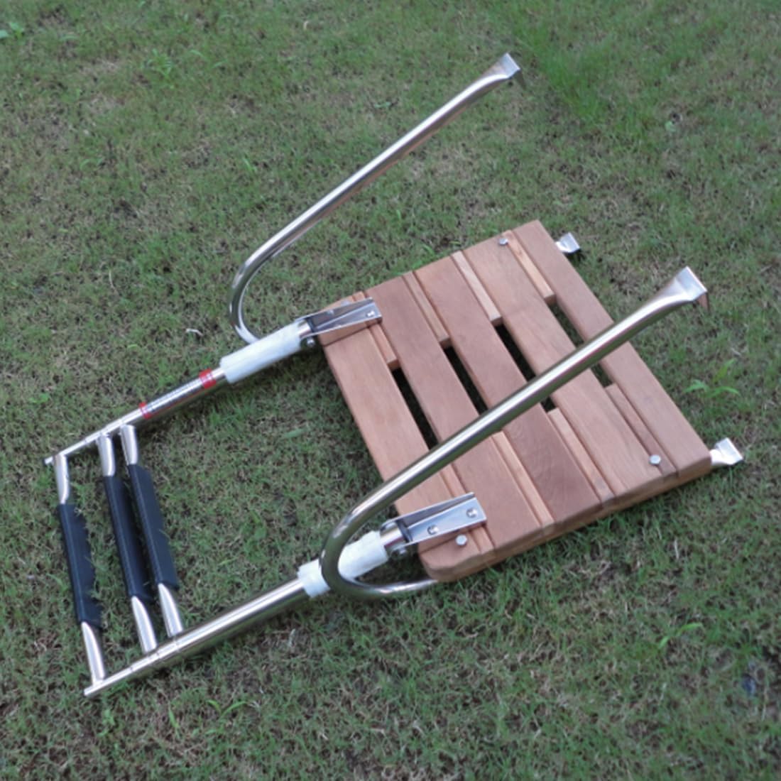 Teak Swim Platform for Boats, 17.7 * 14.6 * 1.6“ Marine-Grade Teak Wood Decking Step/Seat, Waterproof & Non-Slip Boat Accessory for Yacht, Sailboat, Dock