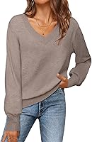 MEROKEETY Women's 2025 V-Neck Long Sleeve Lightweight Knit Pullover Sweater Fall Winter Casual Tops