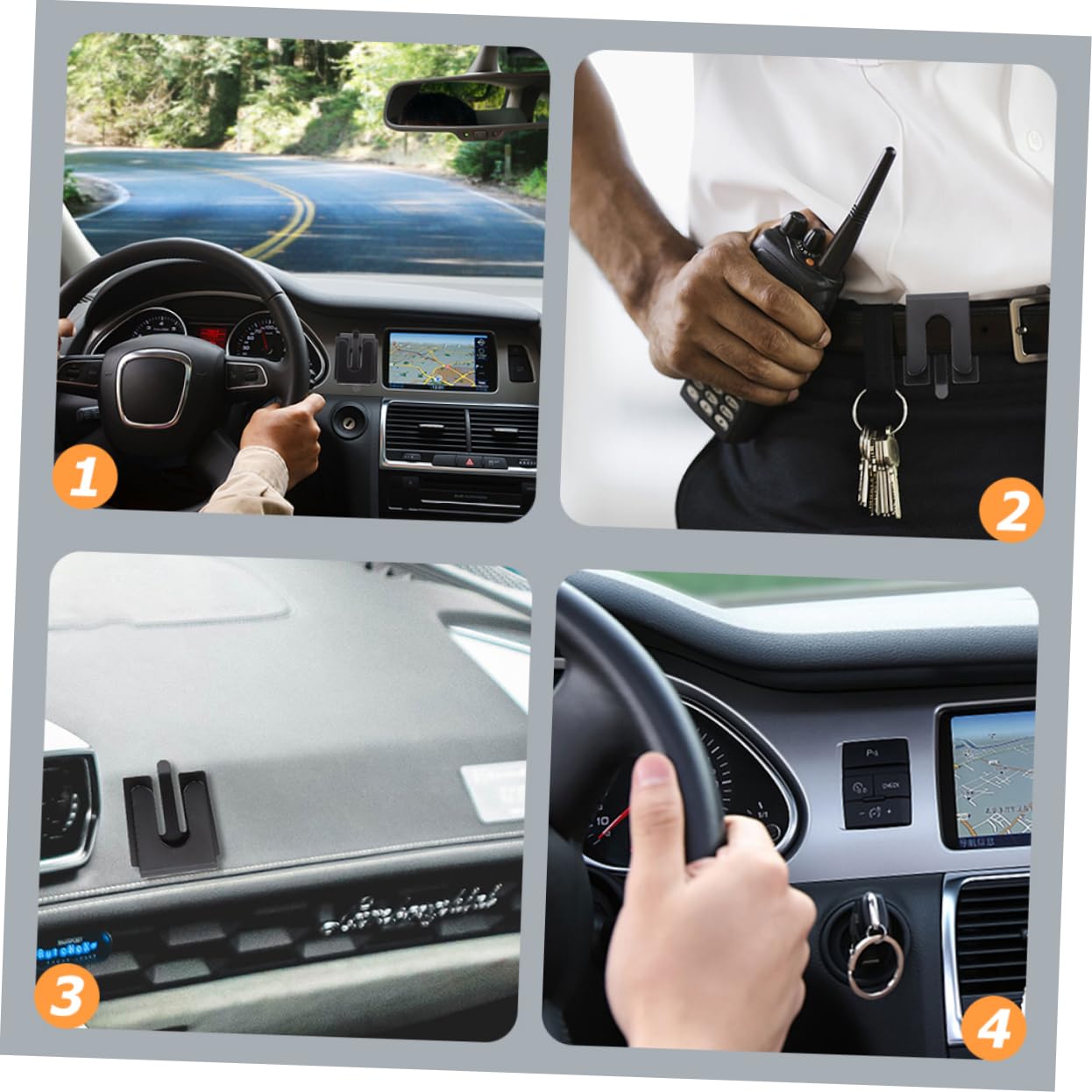 SEWACC 2Pcs Radio Mic Holder Hand Microphone Hanger Easy Install Sticker Design Durable Iron Clip for Vehicle Use Compatible with Ham Radio Accessories