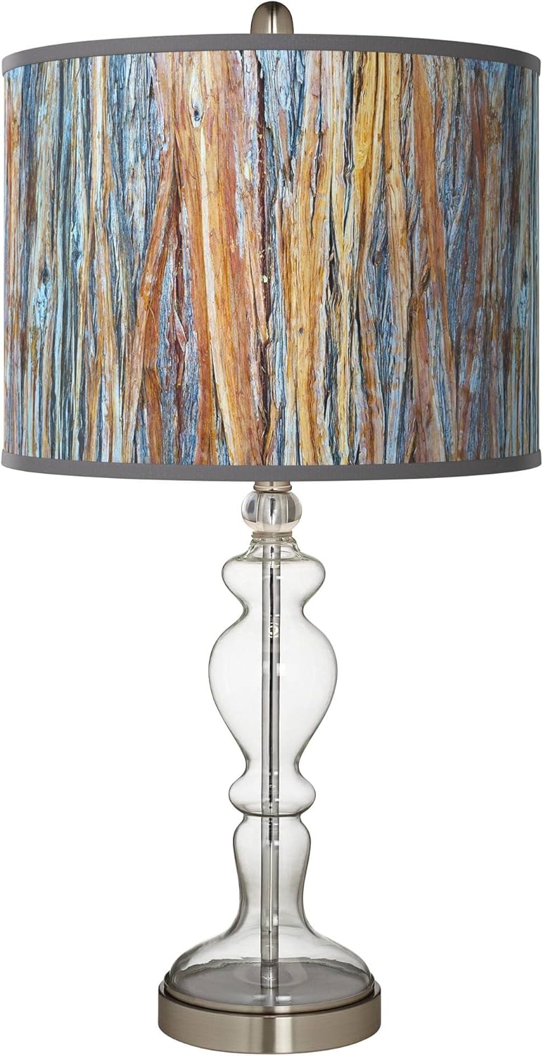 Giclee Glow Striking Bark Giclee Apothecary Clear Glass Table Lamp with Print Shade