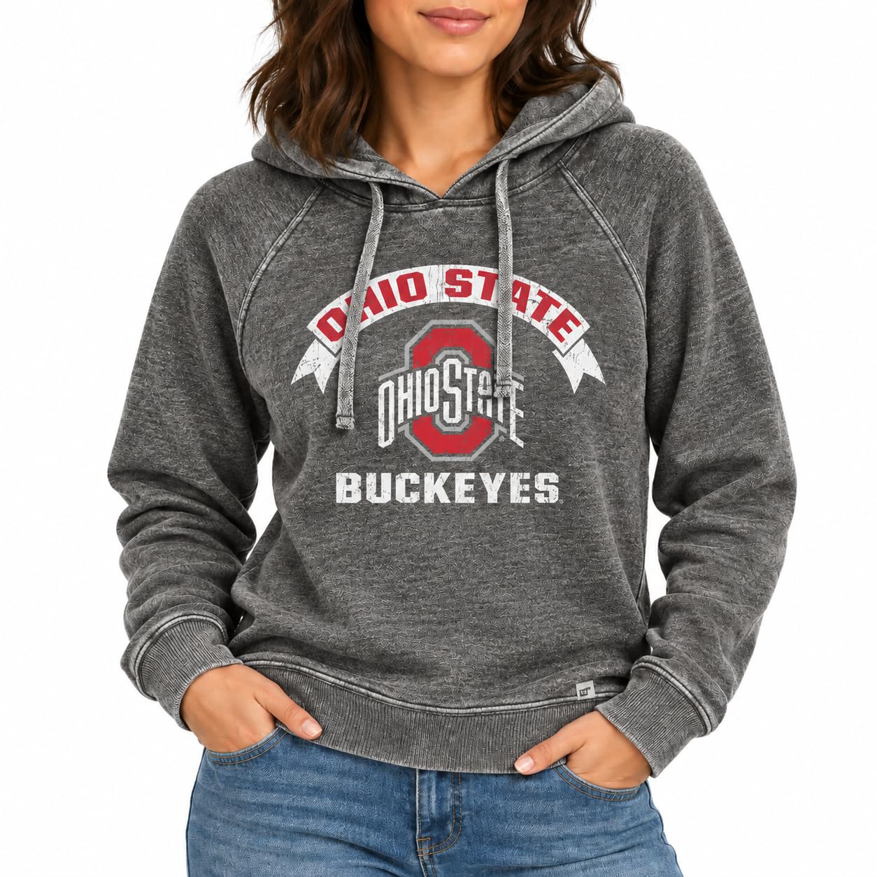 Blue 84 Sudadera con Capucha para Mujer NCAA, Producto Oficial Burnout Vintage Scholar, Color Equipo, Talla M, Color del Equipo, M