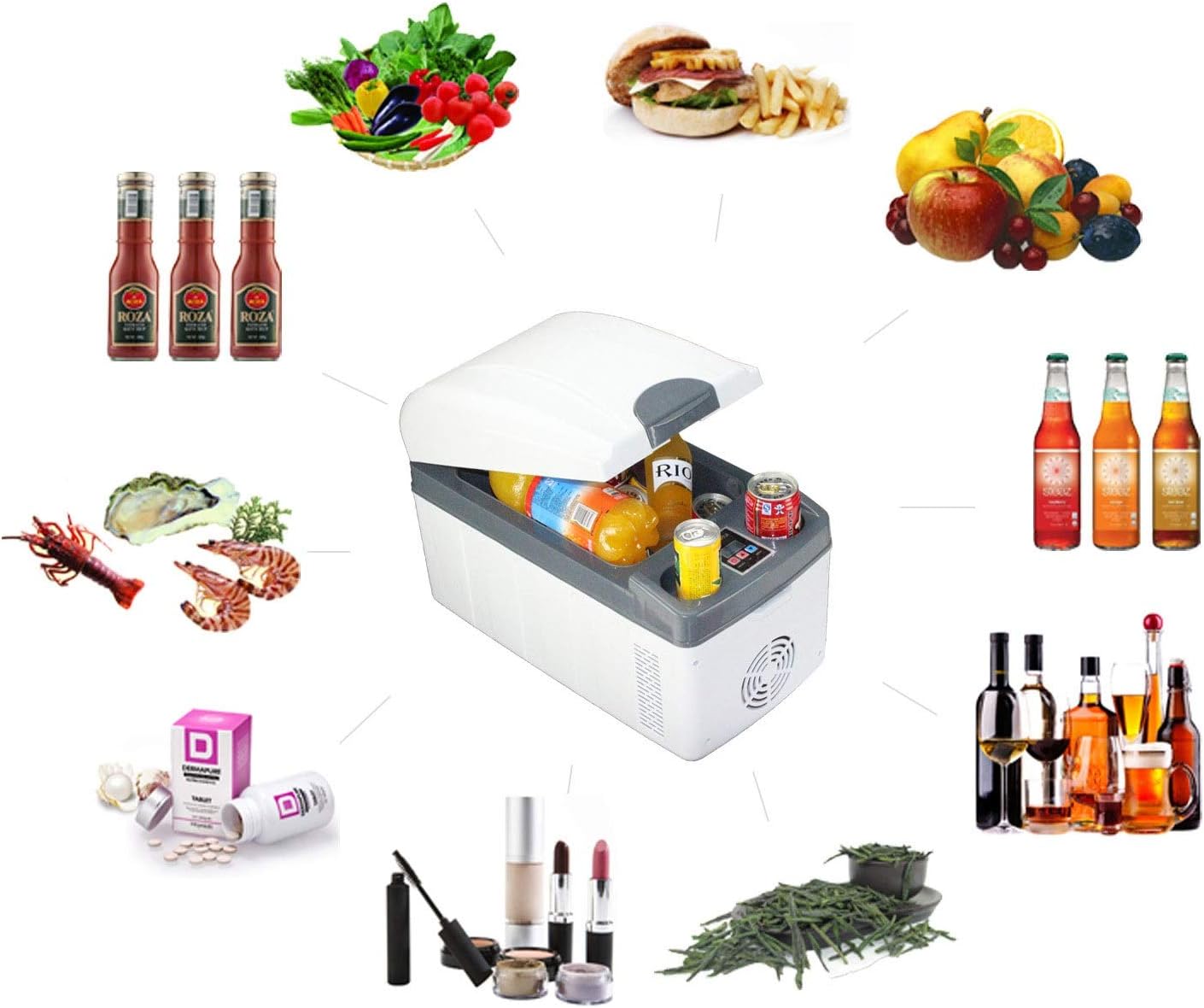 20L Mini Auto Clamshell Fridge Rapid Refrigeration Car Freezer Refrigerator LED Display Icebox Cooler Heater Low Noise