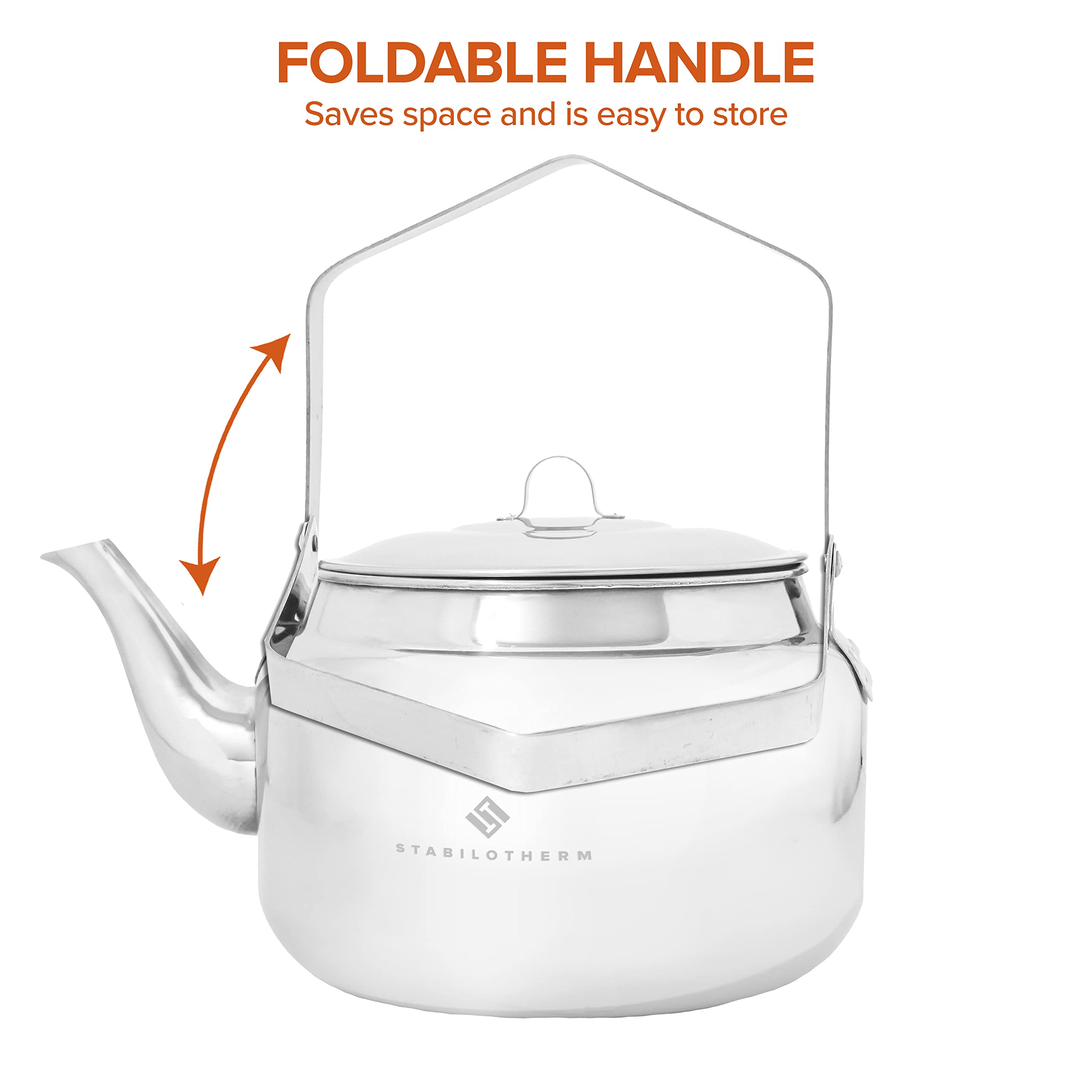 STABILOTHERM Edelstahl Outdoor-Kaffeekessel 2 Liter I ideal für Lagerfeuer & Grill – Teekessel Wasserkessel Teekanne Wasserkanne Kochgeschirr – ideal für Outdoor Camping Wandern Reisen Picknick