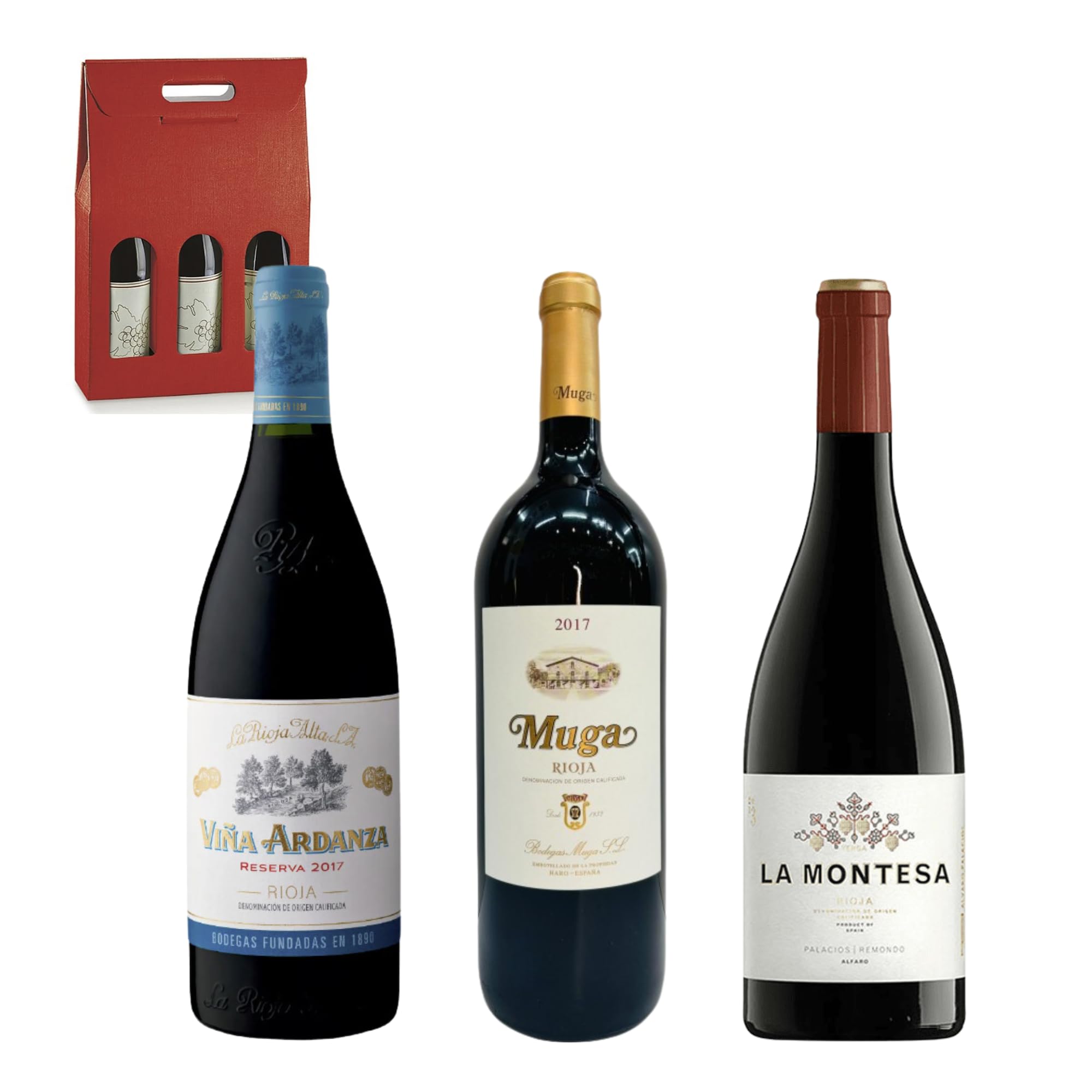 ENOVINOS Cestino Gourmet Regalo Natale Aziende, Famiglia e Amici - Scatola Vini Selezionati: Vina Ardanza, La Montesa e Muga