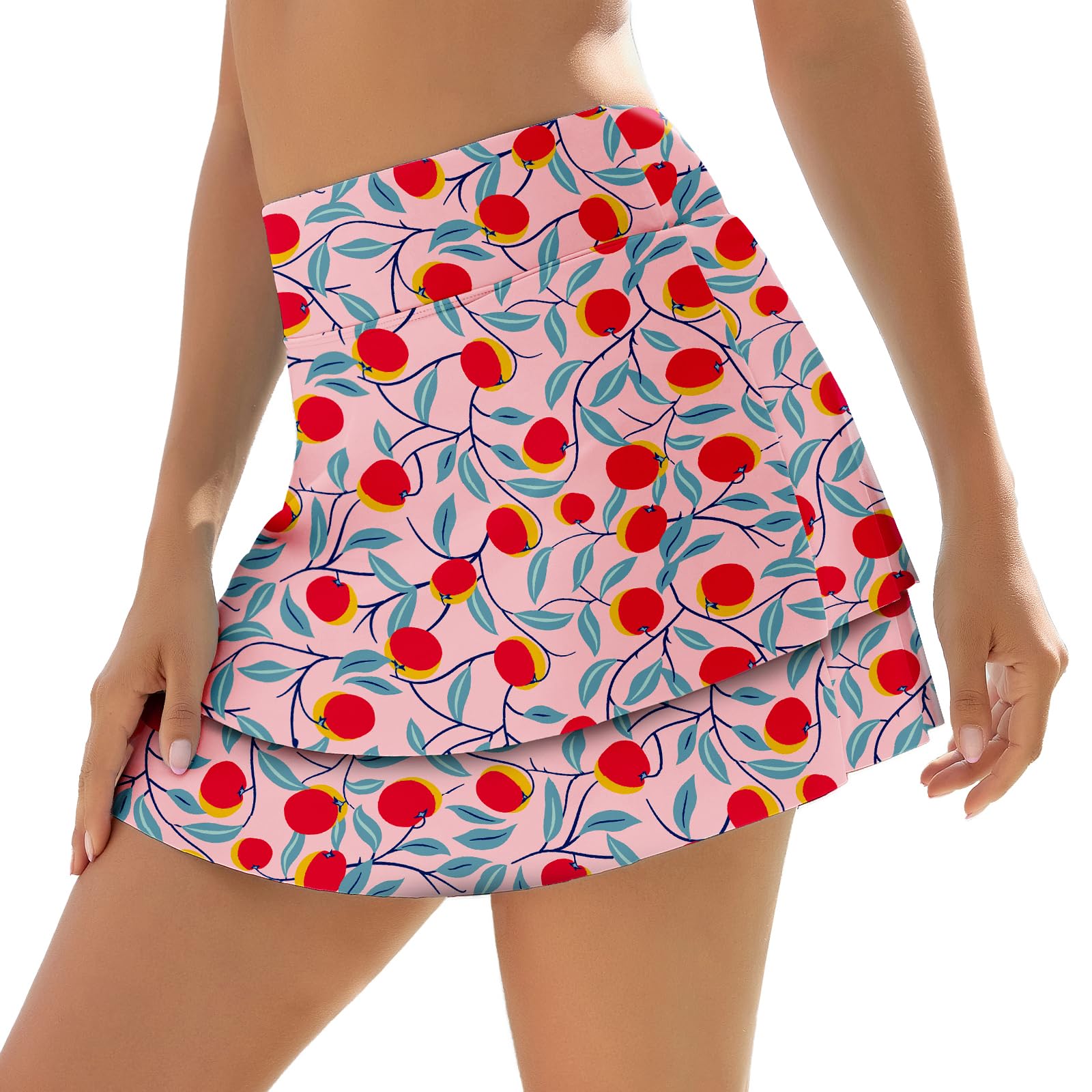 Women's Swim Skirts Swimsuit High Waist Swimming Skorts with Shorts Bikini Bottoms with Pocket Bathing Suit Bottoms