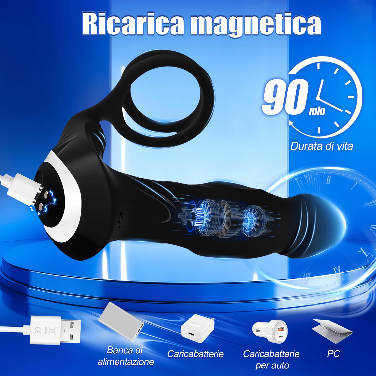 Vibratori Anali per Uomo Massaggiatore Prostatico con 9 Modalità Dildo Anale con Anello per Pene Stimolatore Prostata in Silicone Plug Anale Vibratore Uomo Coppie Sex Toys Dilatatore APP & Telecomando