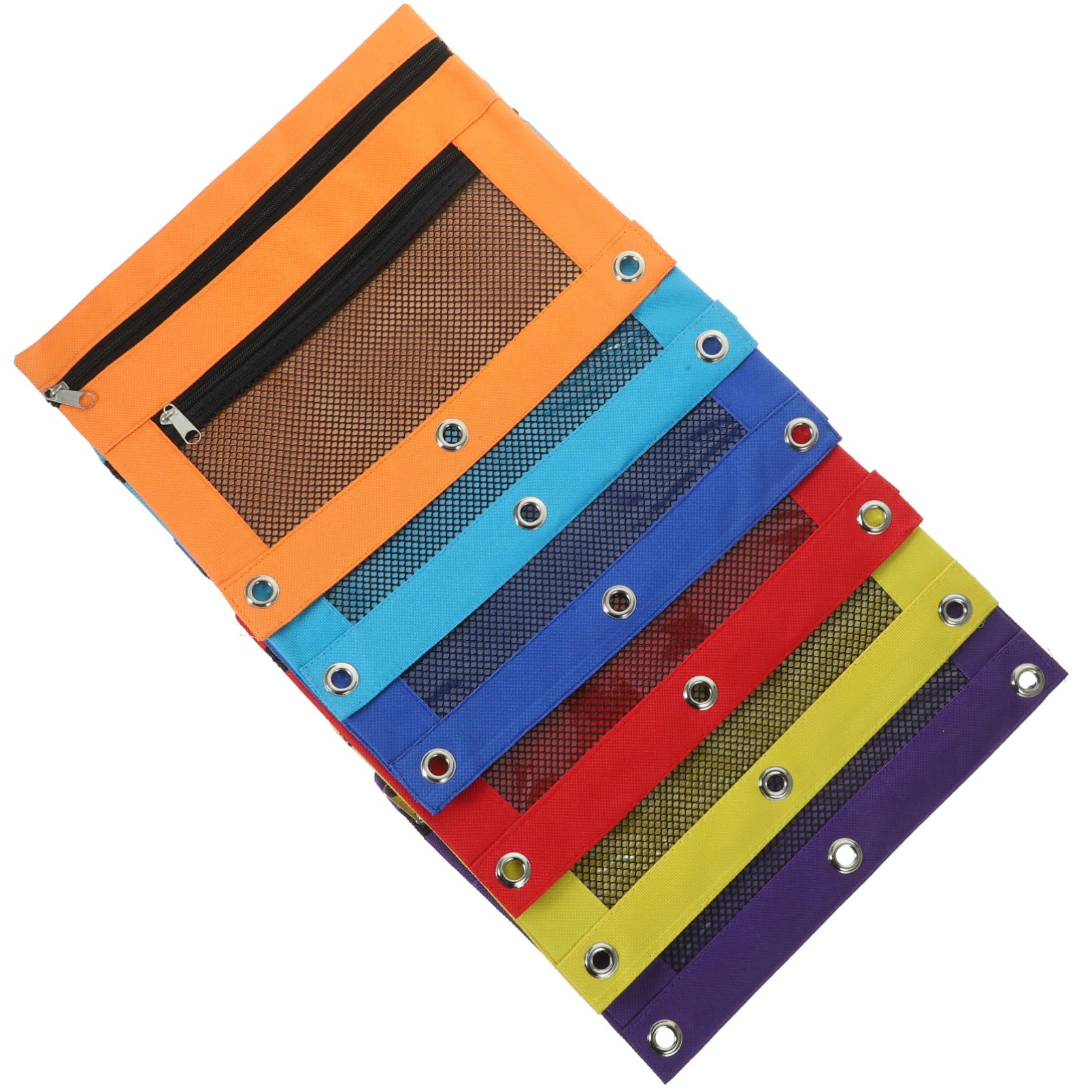 Estuche para Lápices de Poliéster 6 Piezas Cremallera, Doble Capa y Malla Transparente, Gran Capacidad para Organización Escolar y Oficina