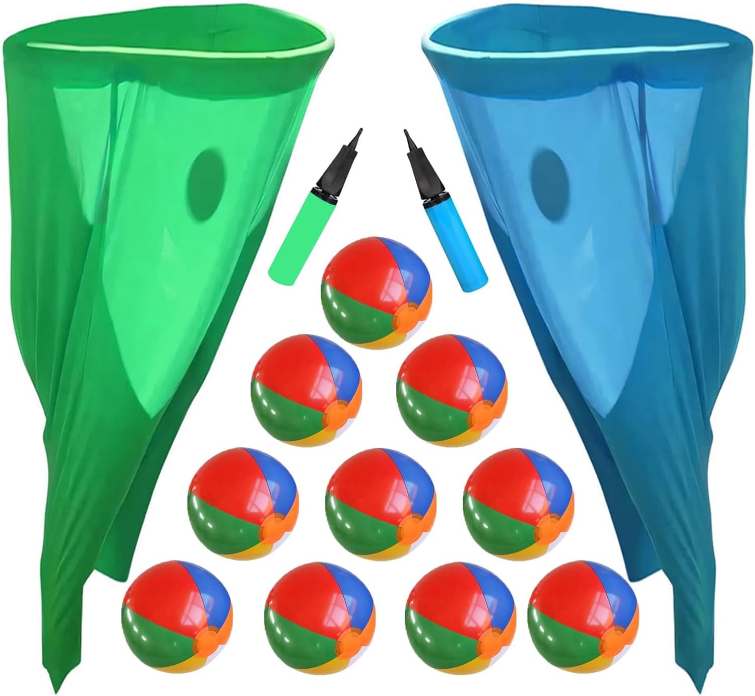 Granny Pants Yard Game, Granny Pants Outdoor Game - Oversized Giant Pants with Bouncy Balls & Pump, Backyard Parties, Field Day Fun for Adults blue+green