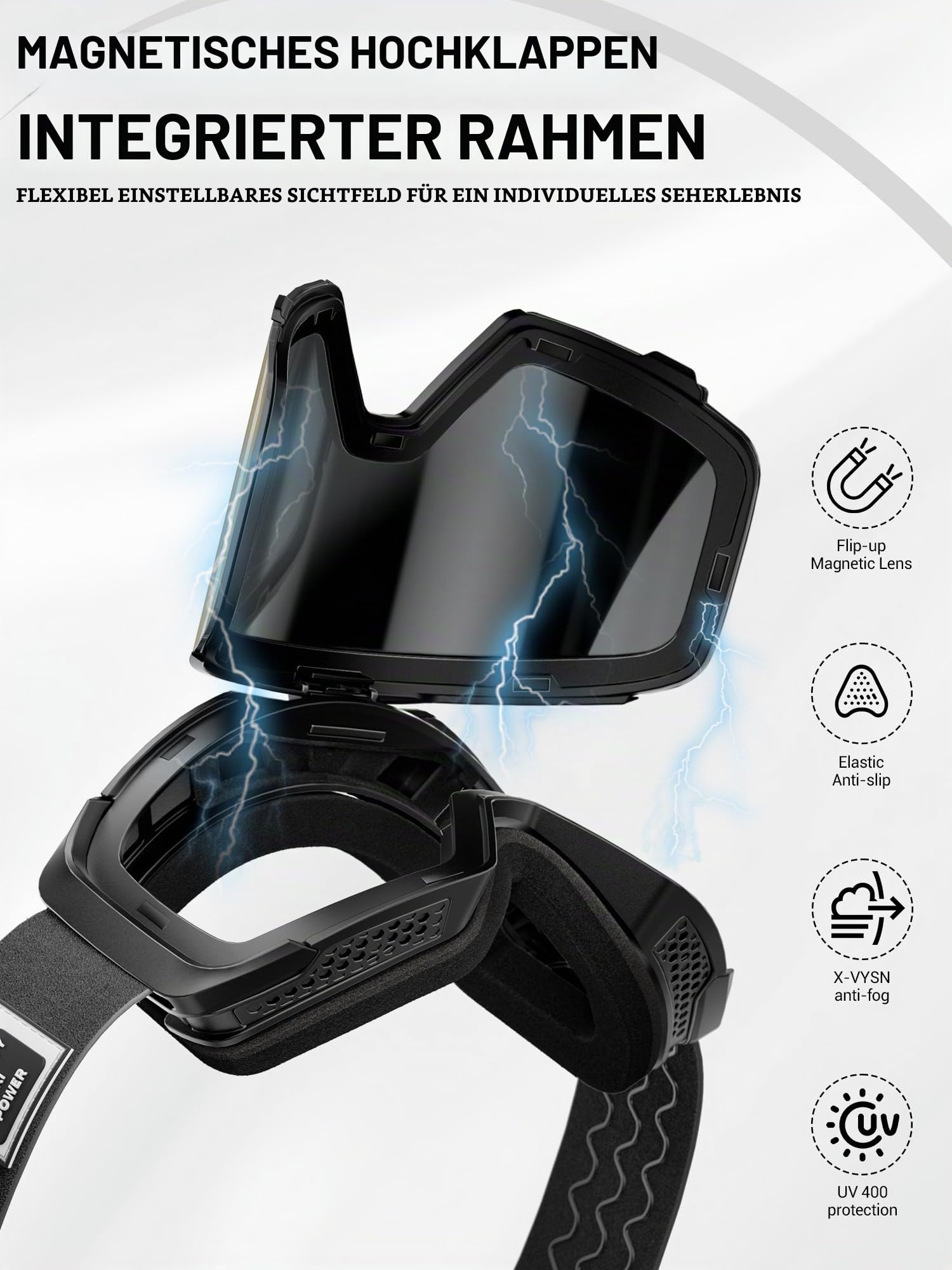KAPVOE Skibrille OTG mit magnetischer Klapplinse K724
