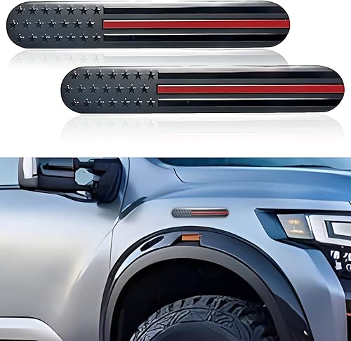 2 emblemas de guardabarros de metal con bandera estadounidense de Estados Unidos, adhesivo de metal 3D en relieve, calcomanía de bandera de Estados