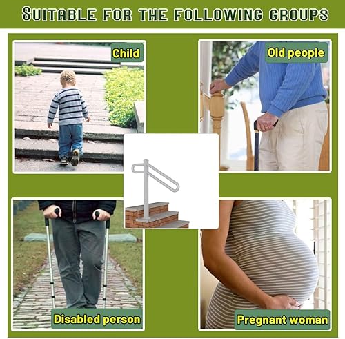 Miniatura 4 de Pasamanos de hierro forjado de un solo poste de 28 a 8.5 pulgadas de largo x 35.5 pulgadas de alto para exteriores de 1 a 3 escalones, barandillas