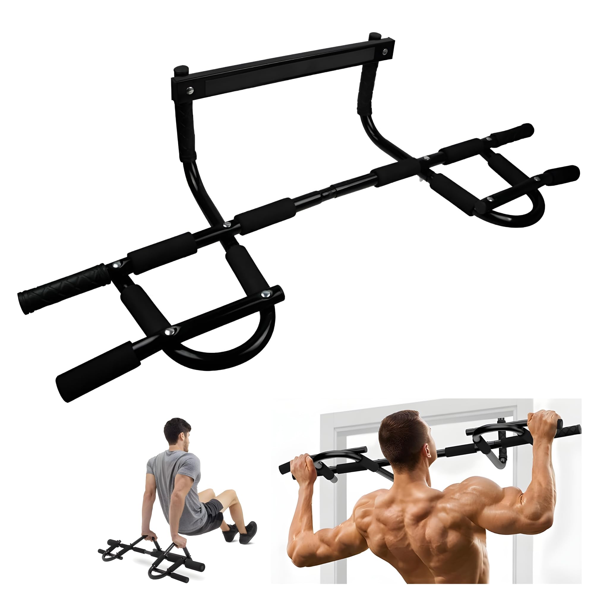 JuudPull Up Bar Doorway Adjustable Door Frame Chin Up Bar for Home Gym Heavy Duty No Screws-Fitness Equipment for Upper Body Workout in Home