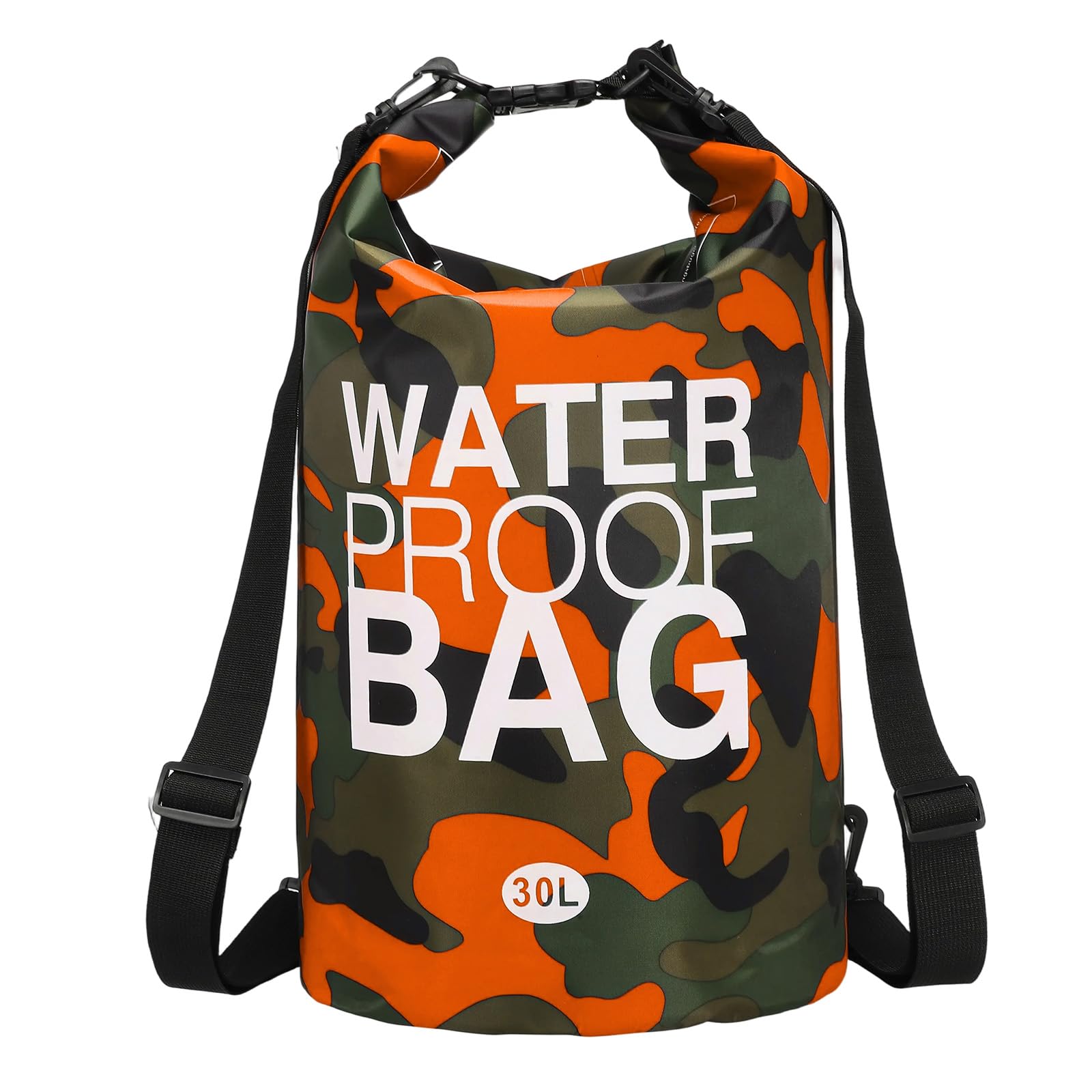 Wasserdichter Trockensack, 30 l, passend für Damen und Herren, wasserdichte Taschen, leicht, trockene Aufbewahrung, schwimmender Rucksack mit Pfeife für Reisen, Bootfahren, Kajakfahren (Orange