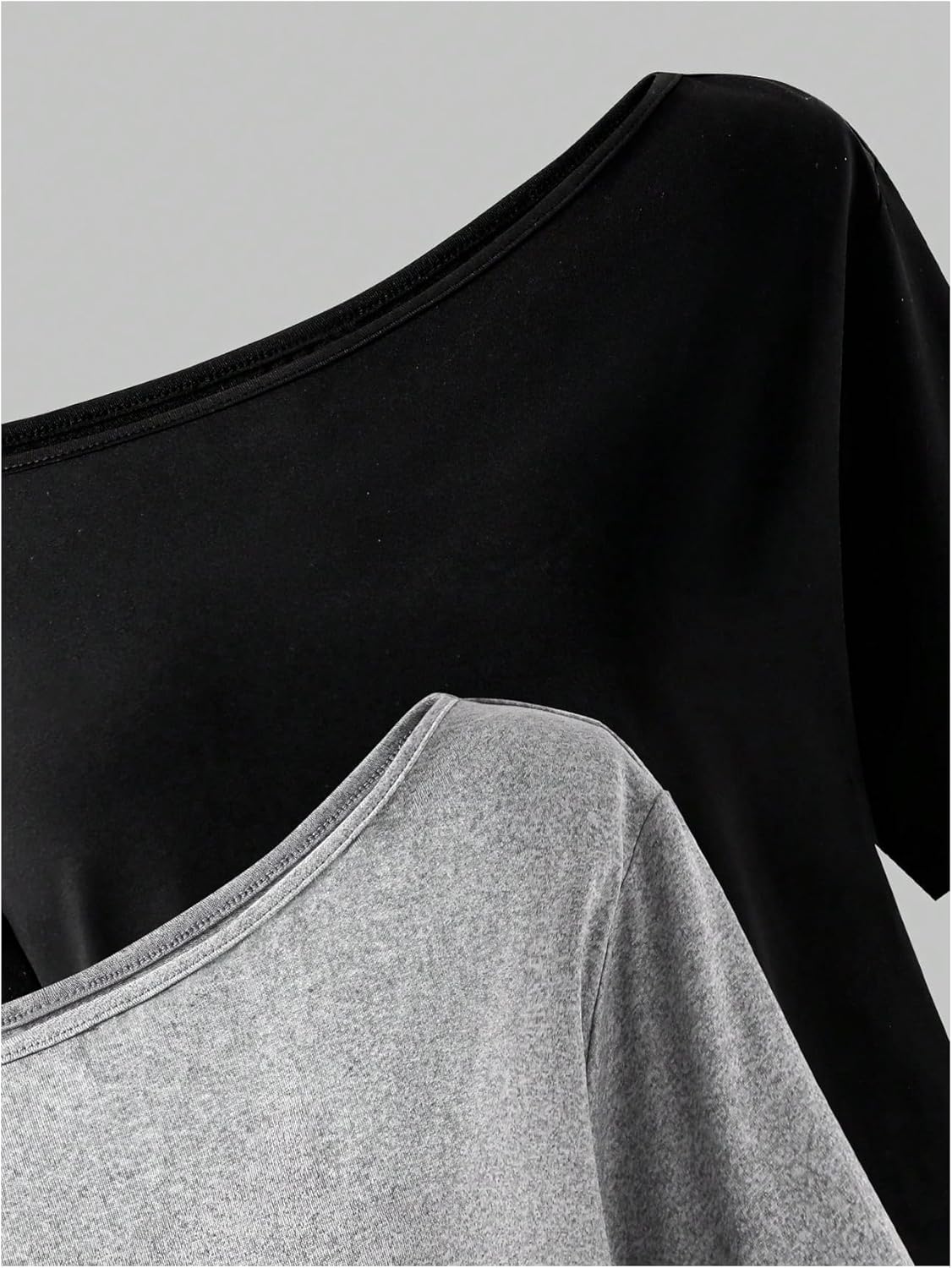 QJQ Girl's 2 Pack Off The Shoulder Tops Short Sleeve Loose T Shirts Teens Girls Cute Y2k Summer Trend Tee Age 8-12 - Image 3