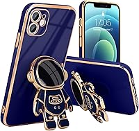 Vista 21 de Funda compatible con iPhone 12 Bonita Diseño de Soporte de Astronauta en 3D Protección de Cámara A Prueba de Golpes Cubierta Trasera Suave para Negro