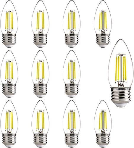 ALAMPEVER Bombilla LED E26 de 60 vatios, bombillas de araña B11, bombillas LED de candelabro de luz diurna de 5000 K, paquete de 12 bombillas de vela