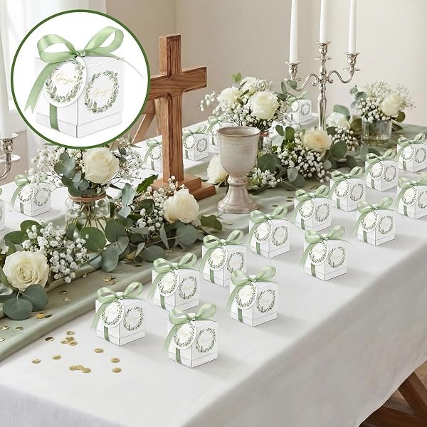Tenare 30 Set Bomboniera Scatoline Portaconfetti Matrimonio Cresima Battesimo Prima Comunione Primi Sacramenti Nascita Laurea Scatola per Bomboniere Pensierino Regalino per Invitati Regalo per Ospiti - 4
