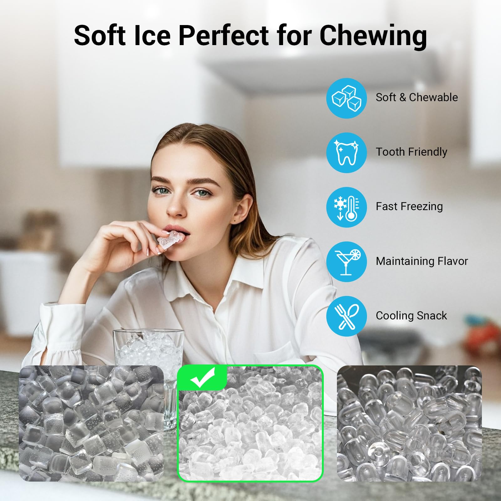 Nugget Ice Machine Countertop Stainless Steeel With Scoop on Fridge.com - View 3