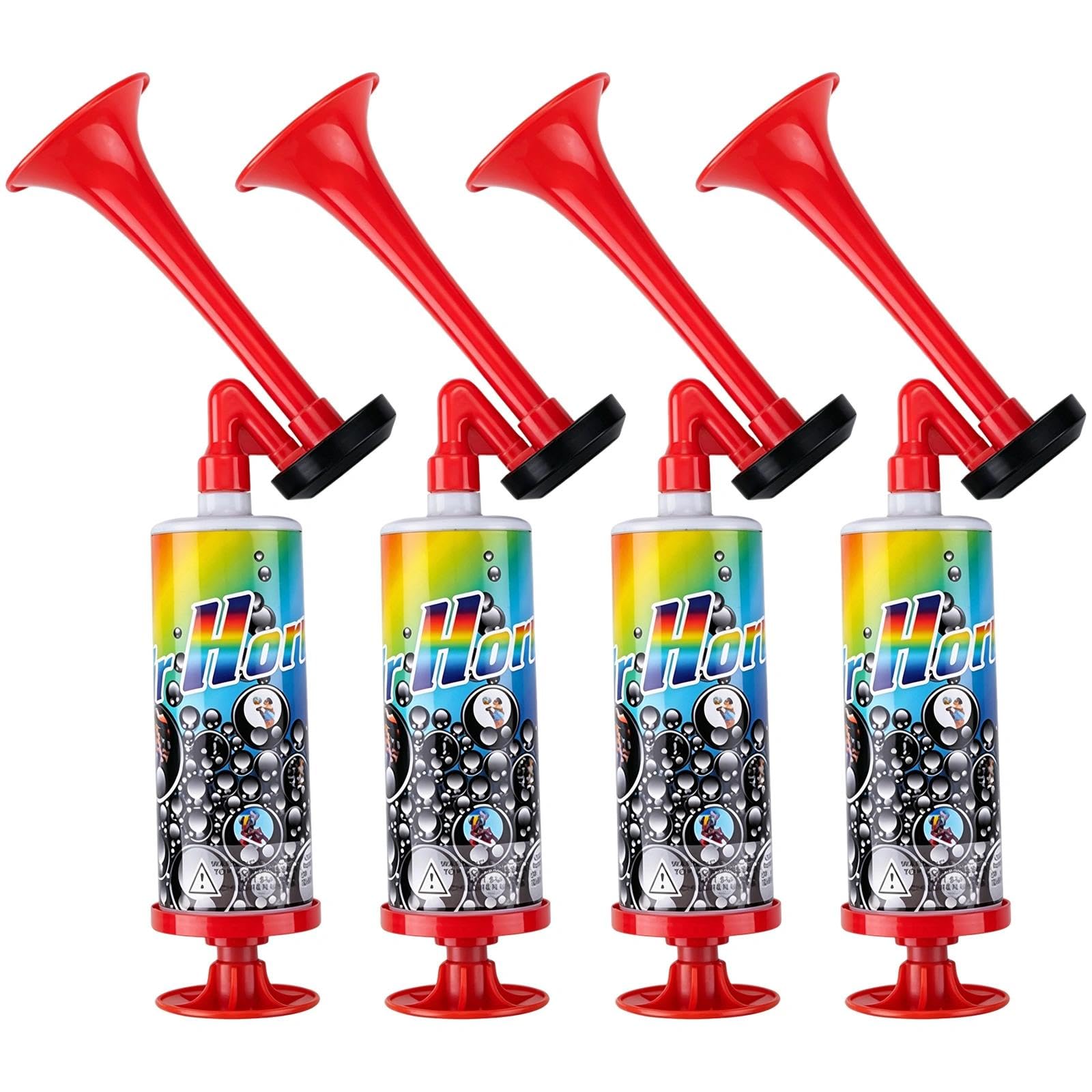 Ensemble de 4 Pièces Trompette Supporter Manuel Corne de Brume Puissant et Portable Vuvuzela Idéal pour les Percussions les Matchs Football la Coupe du Monde et Fêtes Corne Musique Portable Rouge