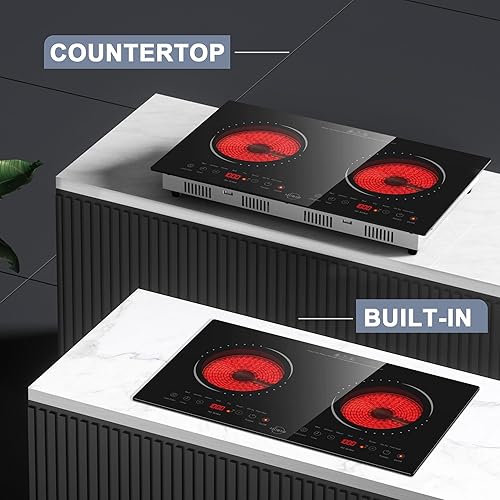 Miniatura 4 de Hobsir hob Estufa eléctrica de 2 quemadores 110V con doble estufa eléctrica quemador