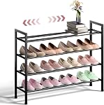 Bumusty Expandable Shoe Rack for Closet, 18“-33” Adjustable Shoe Rack for Small Space, Small Shoe Organizer for Front Door, Sturdy Metal