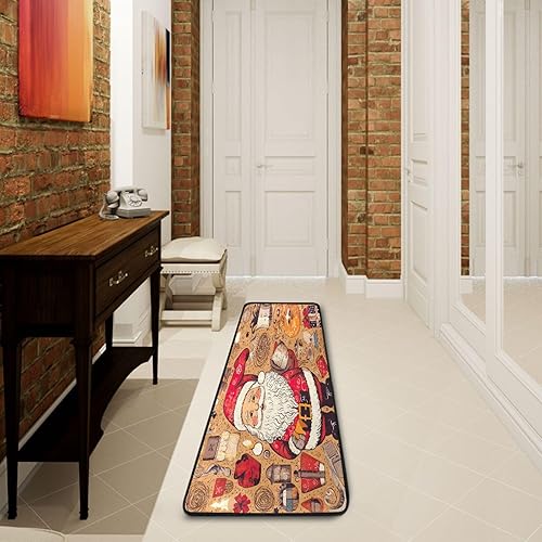 Miniatura 5 de Bonita alfombra de pasillo de Papá Noel, 24 x 72 pulgadas, ultra suave, antideslizante, lavable, para cocina, baño, entrada, decoración del hogar