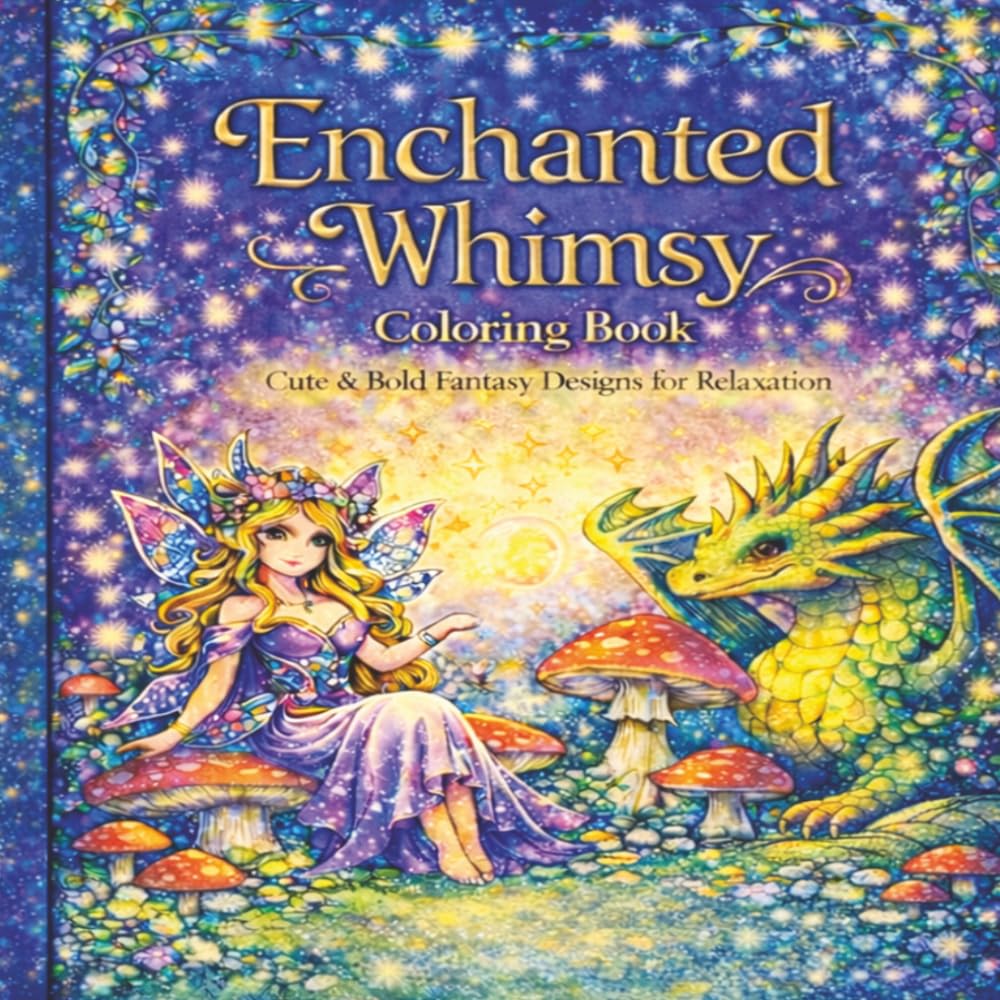 Enchanted Whimsy Coloring Book: Cute & Bold Fantasy Designs for Relaxation | Fairies, Dragons, Magical Creatures | Stress Relief Coloring Book for ... for Calm, Creativity & Mindful Coloring