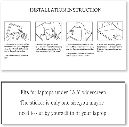 Miniatura 6 de ArtSo Adhesivo para portátil de 12, 13, 13, 3, 14, 15, 15, 4, 15, 15, 6 pulgadas, universal, portátil, portátil, portátil, de vinilo, reutilizable
