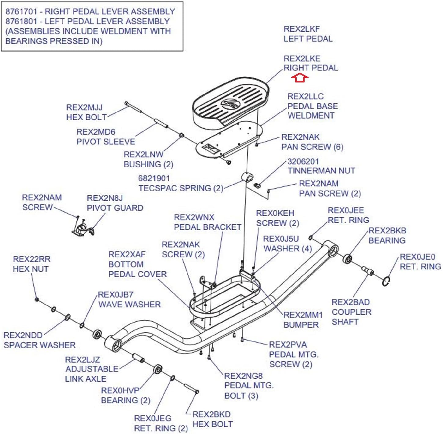 Right Pedal REX2LKE Works with Life Fitness X5-XX00-0104 X7-XX00-0103 X8-XX00 Elliptical