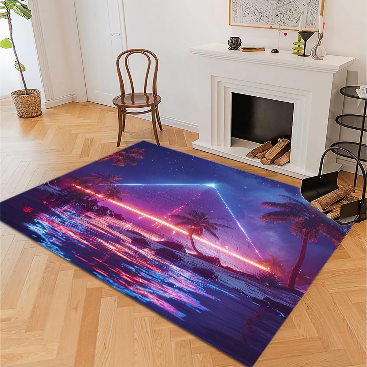 Tappeto Camera da Letto 140 x 200 cm Piramide di costruzione del gioco Tappeto Salotto Antiscivolo per Soggiorno Camera da Letto Cameretta, Moderno Tappeto Lavabile in Lavatrice