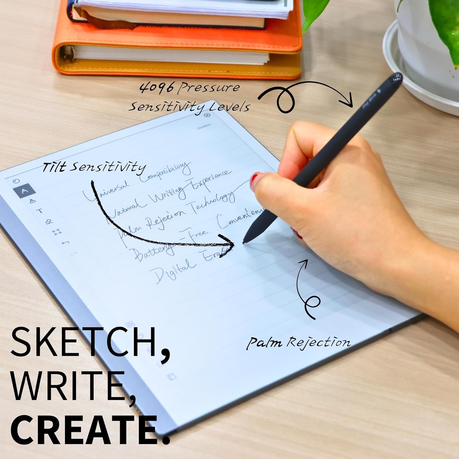 MR05 EMR Stylus for Kindle Scribe/Remarkable 2 with Digital Eraser, 4096 Pressure Sensitivity, Palm Rejection, Digital Pen for EMR Devices/Tablet