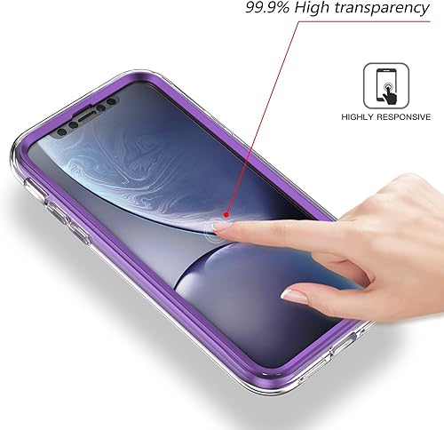 Miniatura 6 de Asuwish Funda de teléfono para iPhone XR 6.1 con protector de pantalla híbrida lindo mármol a prueba de golpes, cuerpo completo, duro, resistente,