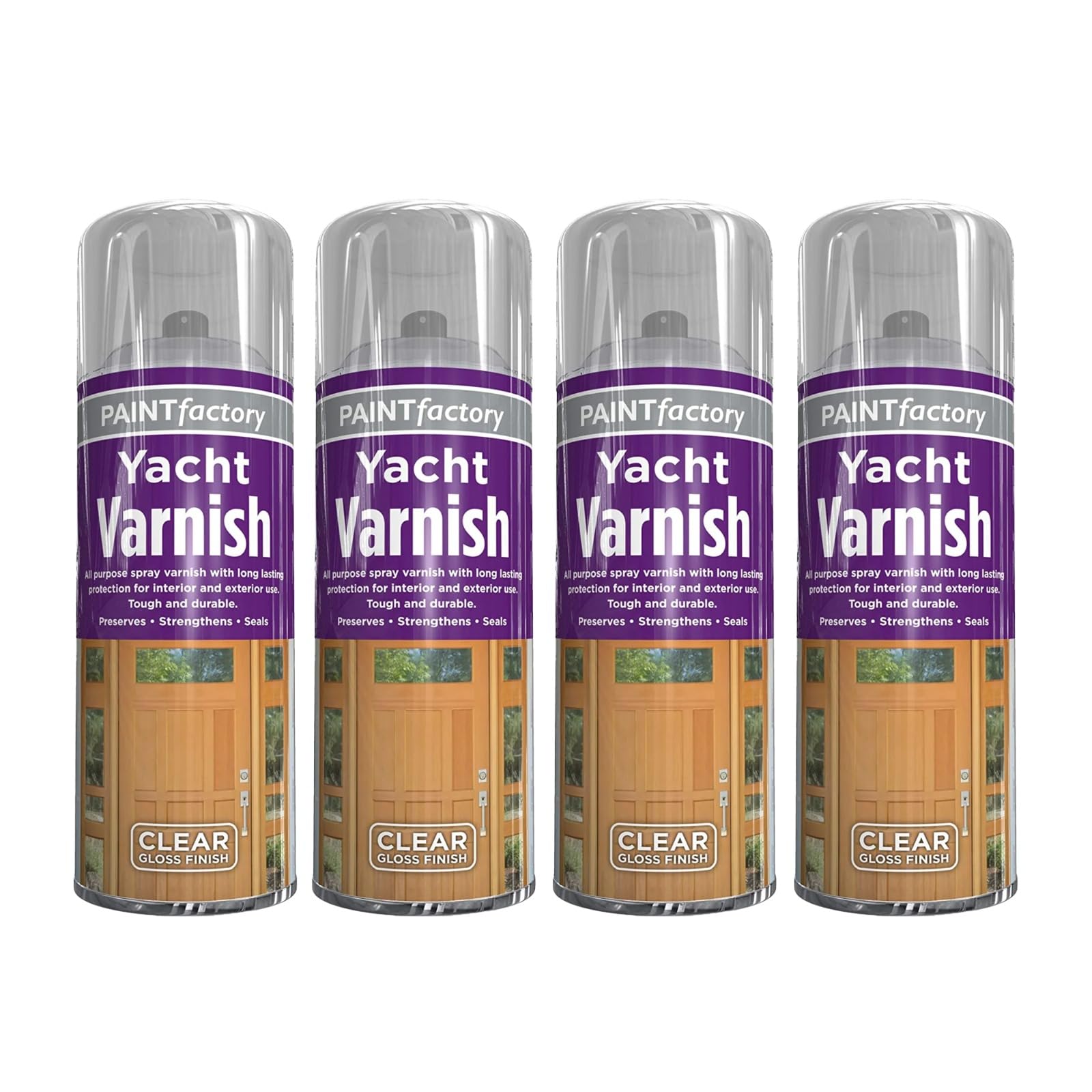 YSAMAX 400ML All Purpose Yacht Varnish Spray, Professional Gloss Finish, Adhesion Excellent Coverage, Interior and Exterior Application, Quick Spraying Operation, (4PCS)