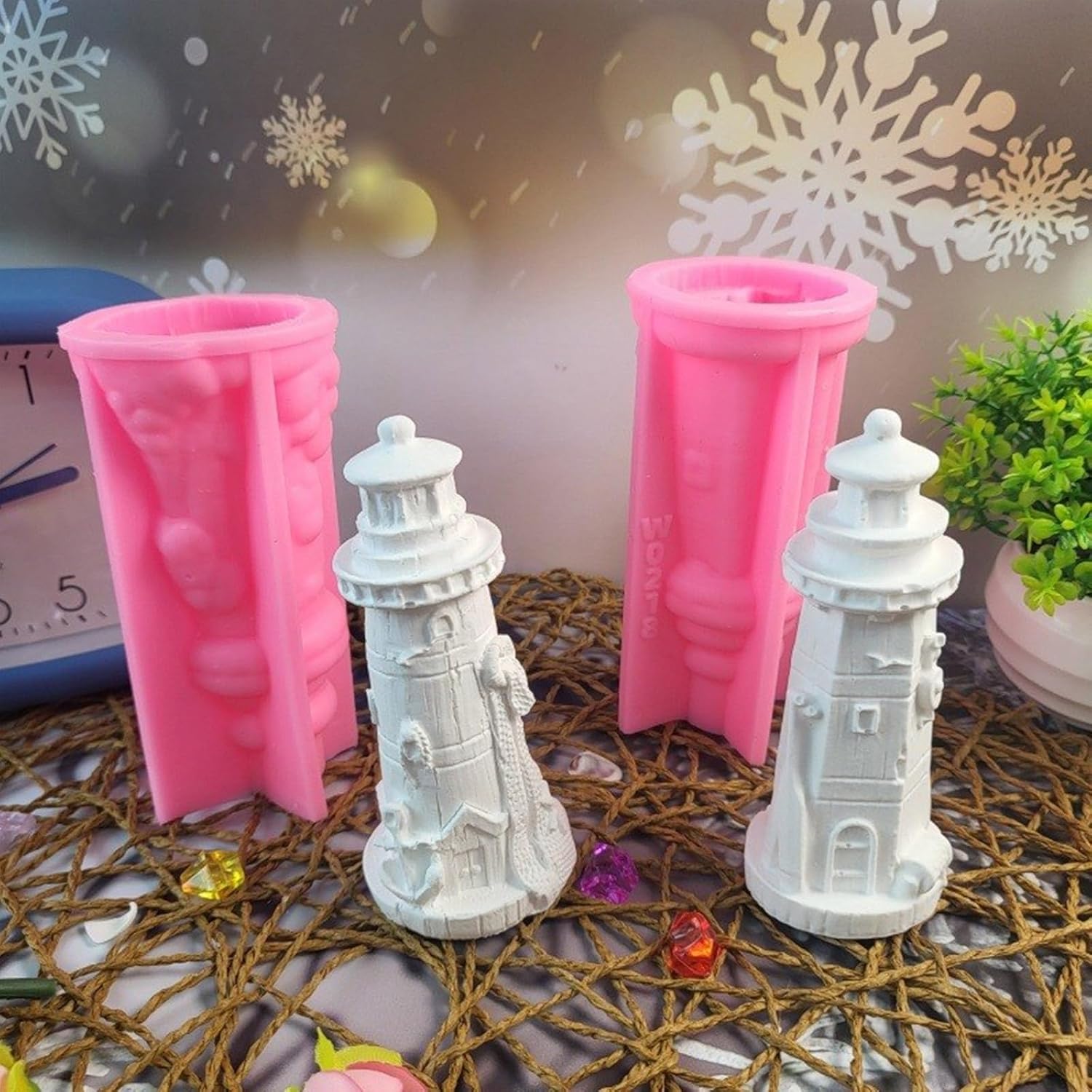 Lighthouse Shaped Silicone for Making Table Ornaments Epoxy Resin, Plaster Silicone for Gypsum Decorations Lighthouse