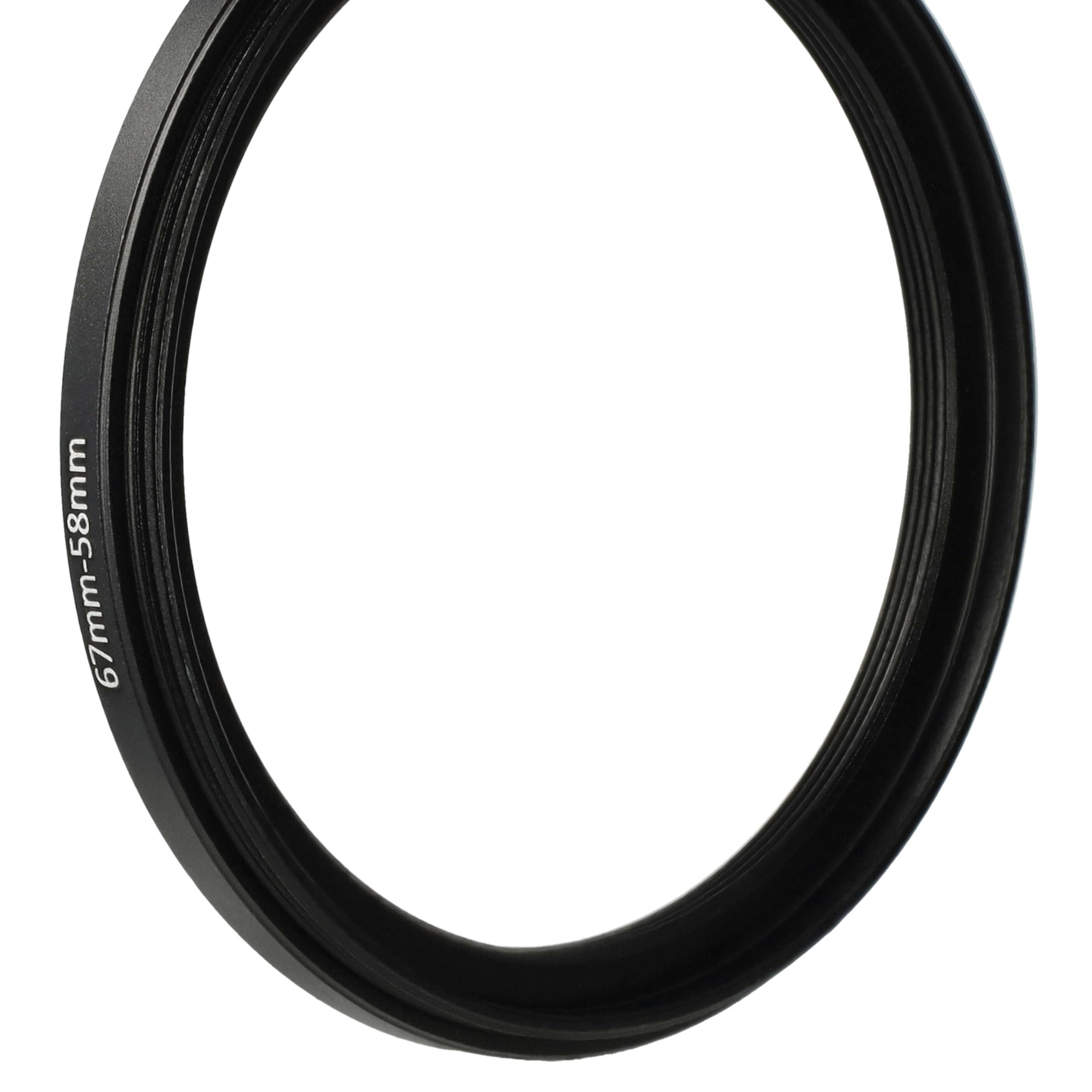 vhbw Bague d'adaptation de Filtre Step-Down de 67 mm vers 58 mm pour Objectif d'appareil Photo - Réducteur, métal, Noir