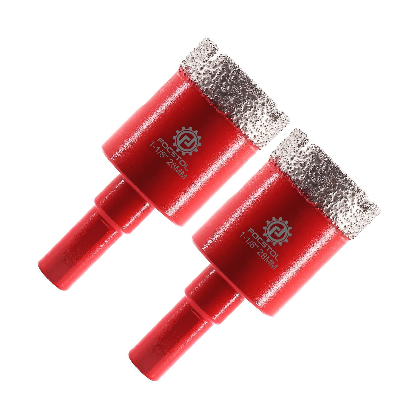 FOCSTOL Diamond Core Drill Bit - 2pcs 1-1/8''(28mm) Diamond Hole Saw with Triangle Shank for Porcelain Tile Ceramic Granite Marble Quartz