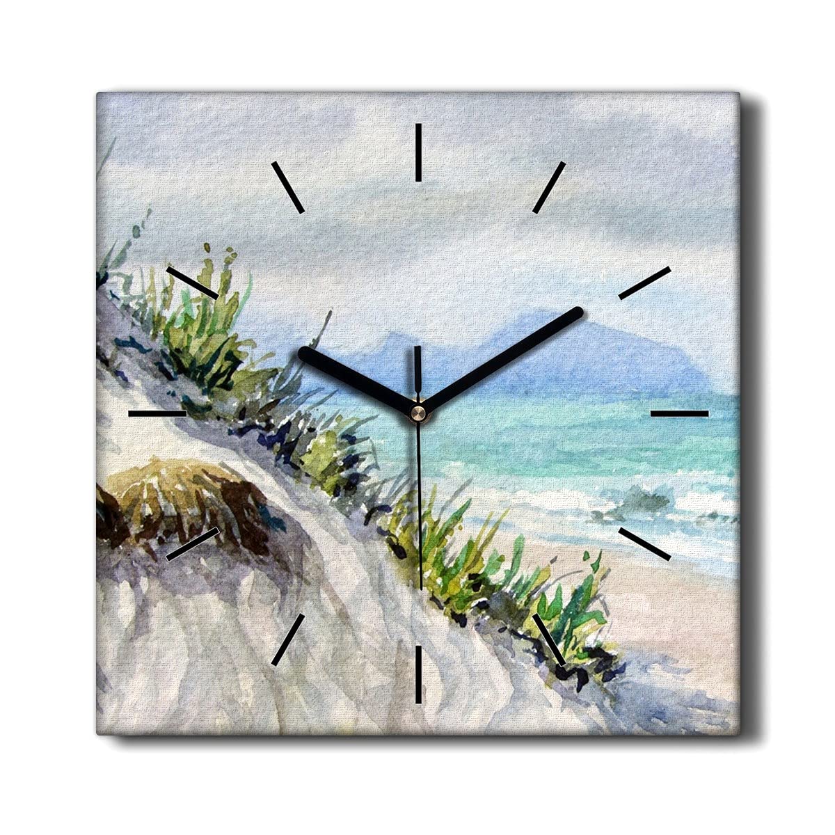 Décoration Le Salon Toile Plage avec l'Horloge Murale 30x30 Coloray