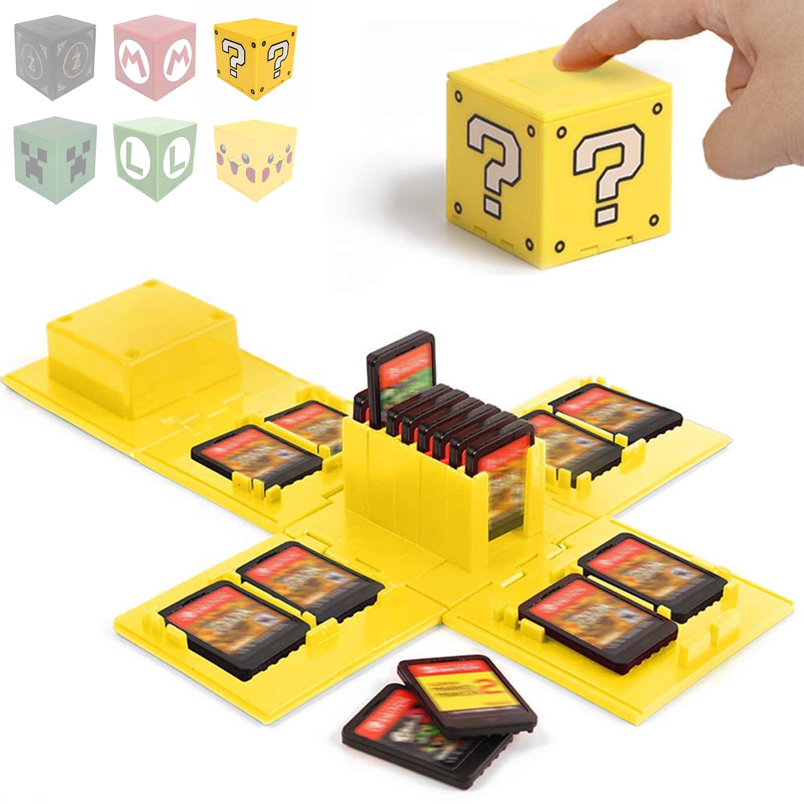 doepeBAE Game Card Case for Nintendo Switch, Deformable Switch Game Card Holder, Cube Switch Game Case Card Storage Box, Large Capacity Switch Game Card Organizer, 16 Slots (A-1)