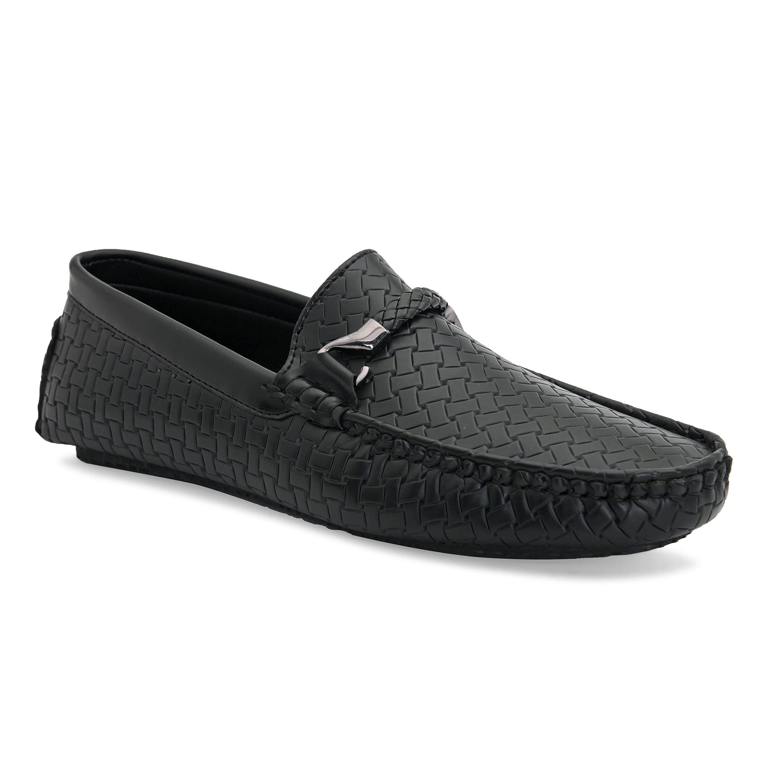 San Frissco Mens Loafers Solid Textured Driving Shoes/Soft Cushion Insole Material with TPR Sole and Patterned Outsole Casual Slip-On/Elevate Your Style with Comfort Perfect for Party - 8 (Black) (B0D7HW69VS) Amazon Price History, Amazon Price Tracker