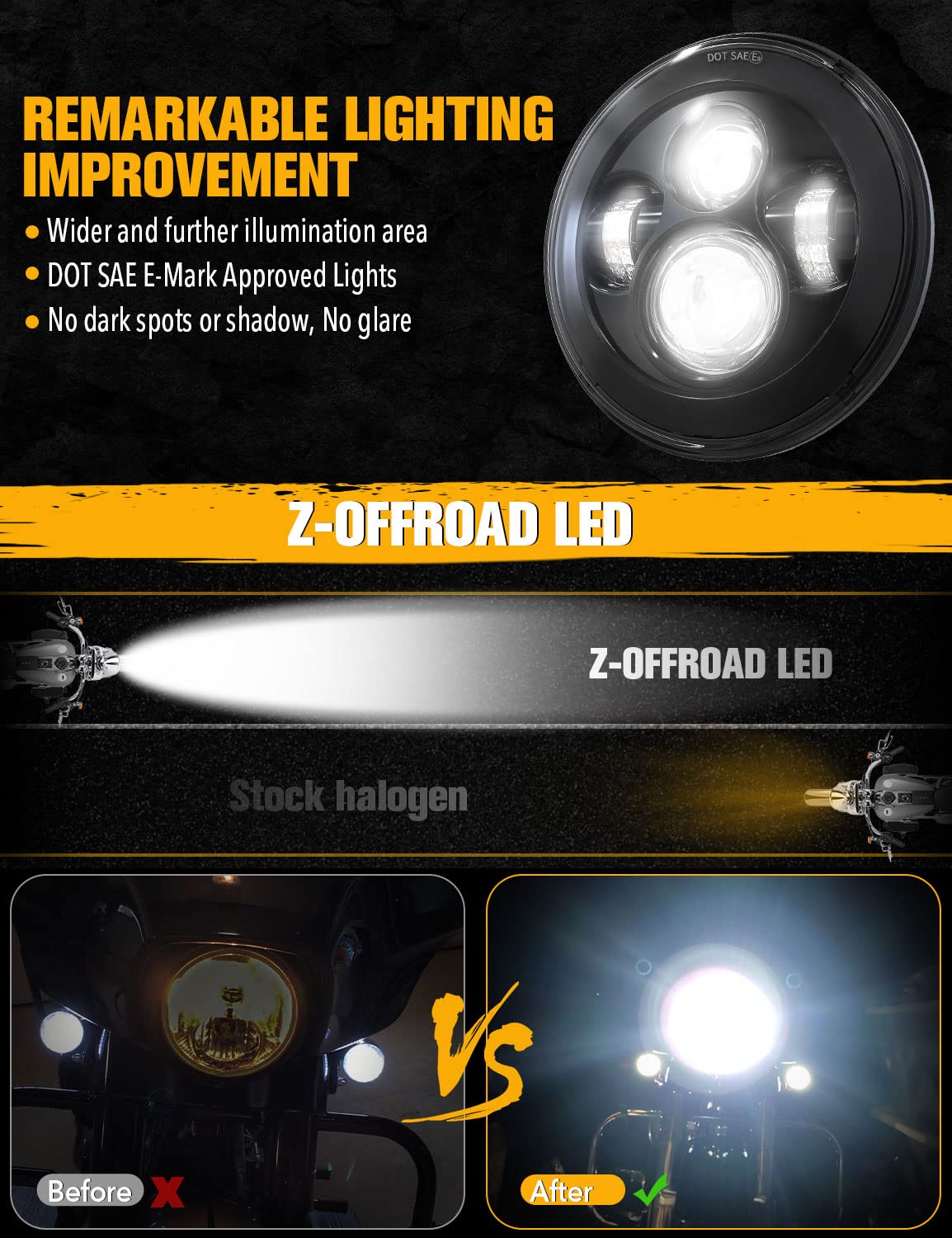 Amazon.com: Z-OFFROAD New 7 inch LED Headlight High Low Beam